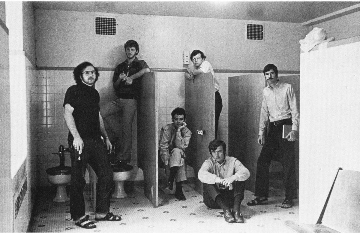 he Journal Staff, Wofford’s literary magazine, in 1971. No one knows why they are in the bathroom, but it’s hilarious.