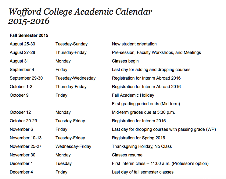 Jonathan - Academic Calendar