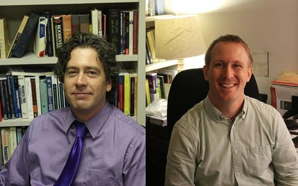 Dr. J. David Alvis specializes in political theory, constitutional law and American politics (left) and Dr. Jeremey Henkel specializes in non-western philosophy and also instructs Tae Kwon Do (right).