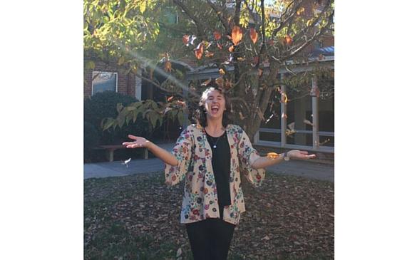 I love playing with the fallen leaves because it reminds me of when I was younger and also it’s a great way to acknowledge and appreciate the nature that surrounds us,” says Julie Woodson, ’18. 
