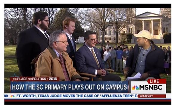 Melvin interviews Samhat, Jeffrey, Lawson and Shannon during an MSNBC bit on the South Carolina primaries.
