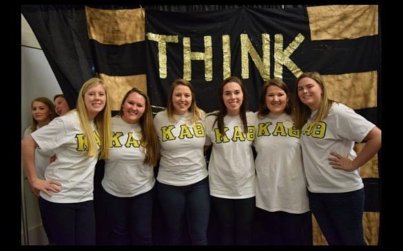 Sisters of Kappa Alpha Theta pose in the first night of spring recruitment 2016
