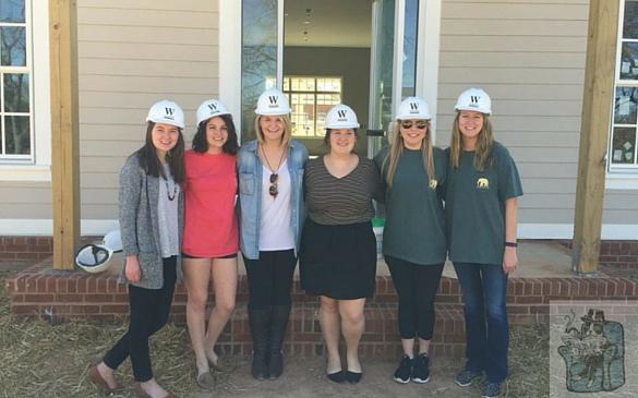 Myself and some of the executive council of Kappa Alpha Theta doing ~important~ business in our hard hats. 