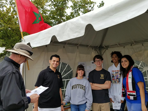 Students in Wofford’s Arabic program pose for a picture at the festival