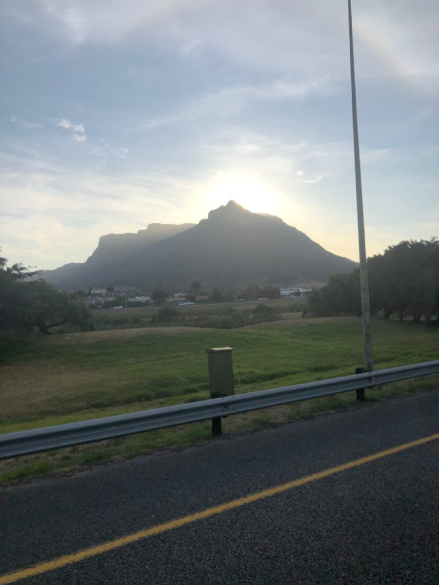 One of my first South African views: the sunset over Devil’s Peak with a partial view of Table Mountain
