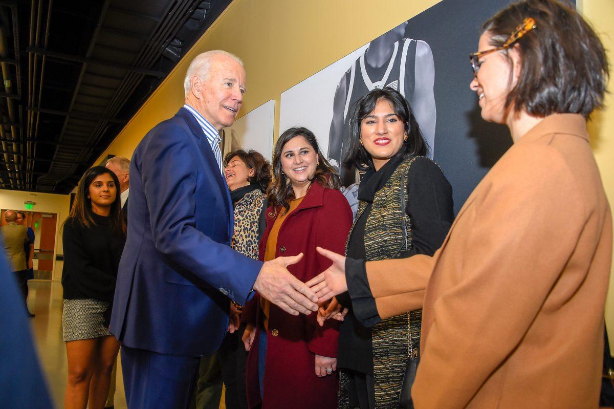 Joe Biden meets with the Wofford community in 2020. Photo courtesy of Mark Olenki.