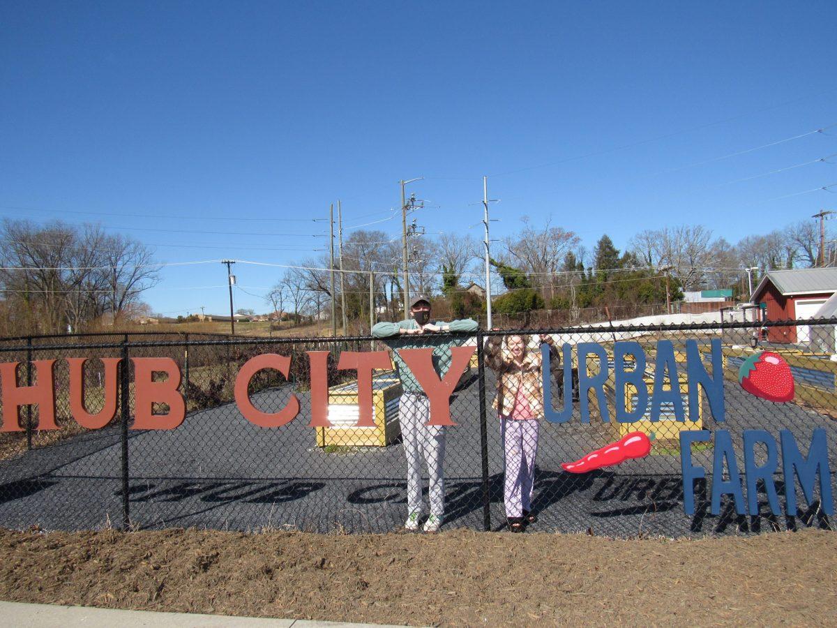 Workers at the Hub City Urban Teaching Farm pose in front of the facility. The HCUTF is working to educate the public on sustainability in the Spartanburg community. Photo courtesy of Natalie Aversano.