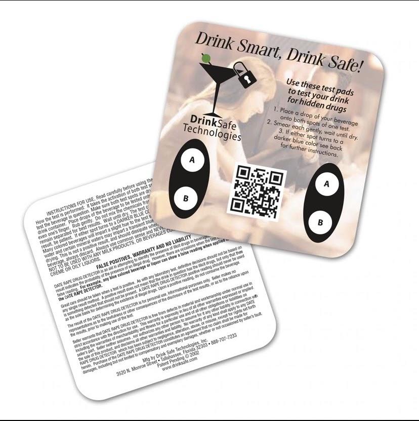 These+coasters+change+color+when+they+come+in+contact+with+a+date-rape+drug.+Campus+Union%E2%80%99s+new+bill+will+distribute+these+around+campus+to+protect+students.+Photo+courtesy+of+Drink+Safe.