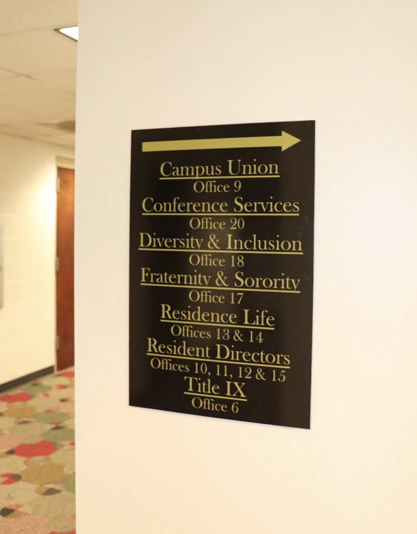 Pictured is the plaque indicating the location of the diversity and inclusion offices. The offices will undergo restructuring over the next year. Photo courtesy of Anna Lee Hoffman. 