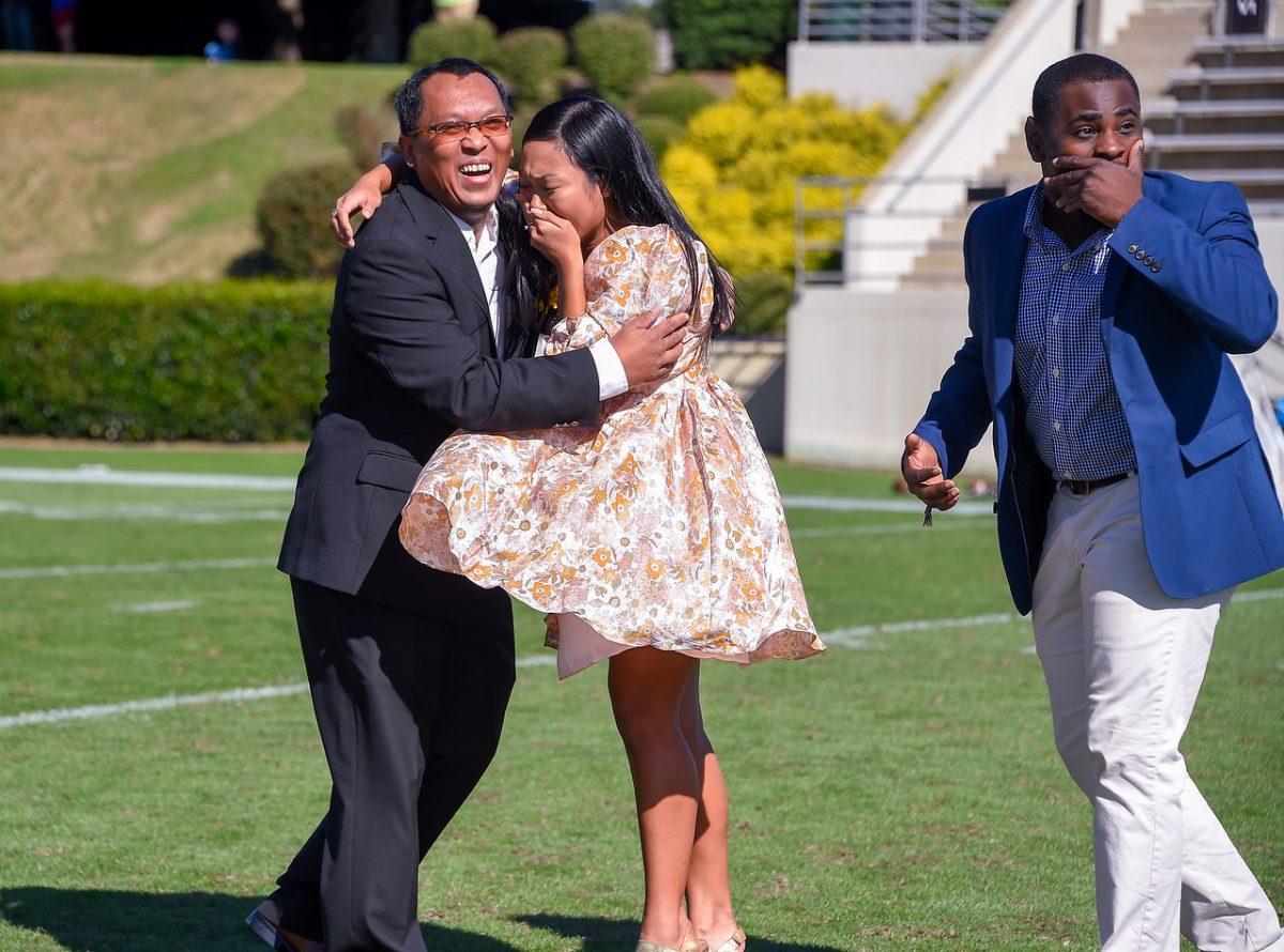 Photo courtesy of Mark Olencki.
Sopharvathy Vorn ‘22 was crowned Homecoming Queen on Oct. 16 at the Homecomeing halftime. This and all other events were big indications of what a normal Wofford consists of.