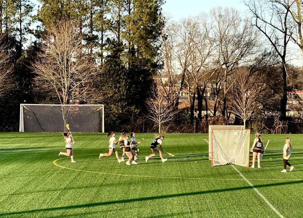 Photo by Anna Lee Hoffman.
The women’s lacrosse team practices on Feb. 8. The team opens its fifth season in program history Feb. 18 at home against Akron. 