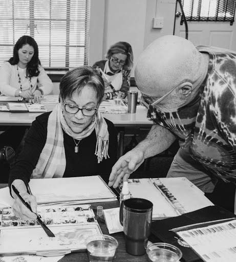 Photo courtesy of Mark Olencki.
Pictured is a watercolor class offered a past term through the Lifelong Learning Program. The program offers a wide variety of coursework, and anything from watercoloring to political science can be enjoyed.