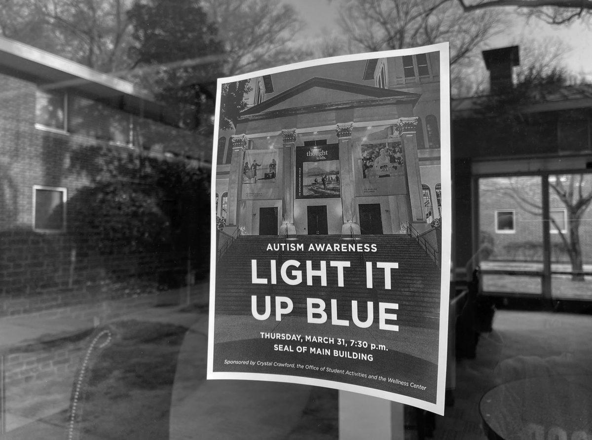 Photo by Anna Lee Hoffman.
The Light It Up Blue campaign has been used as the only autism awareness campaign in recent years at Wofford. However, other campaigns are often preferred by members of the autistic community.