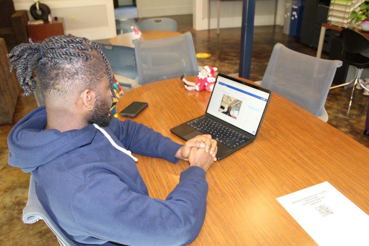 Elikem Asimenu ‘24 utilizes Big Interview to practice his interview skills. Wofford’s Career Center website now offers a resource that assists students in preparing for interviews. 