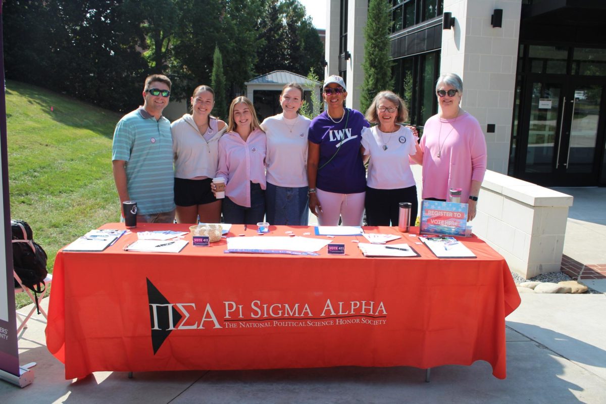 The Pi Sigma Alpha and the League of Women Voters held a table outside of Burwell Dining Hall on September 10th. The groups provided resources to students and encouraged them to register to vote.