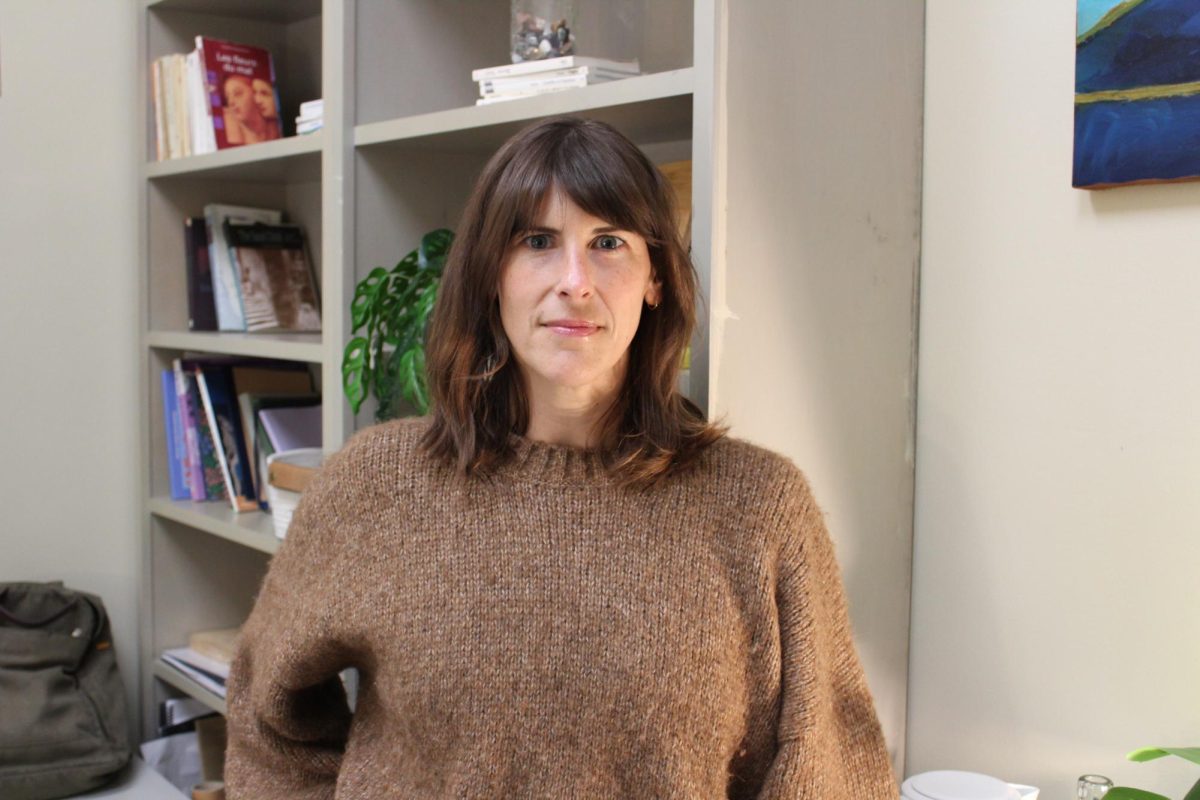 Dr. Jocelyn Franklin poses for a headshot in her office. Jocelyn Franklin is the assistant professor of French and Francophone studies at Wofford. 