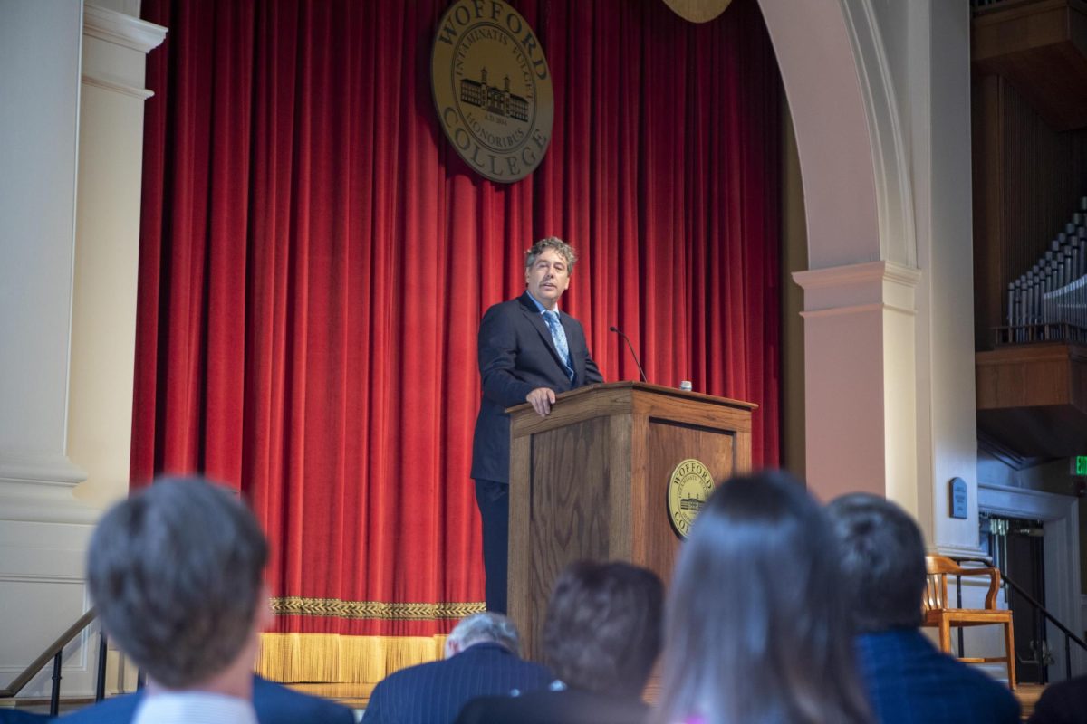 Government Professor Dr. Alvis Introducing the featured speaker at the annual Constitution Day event.