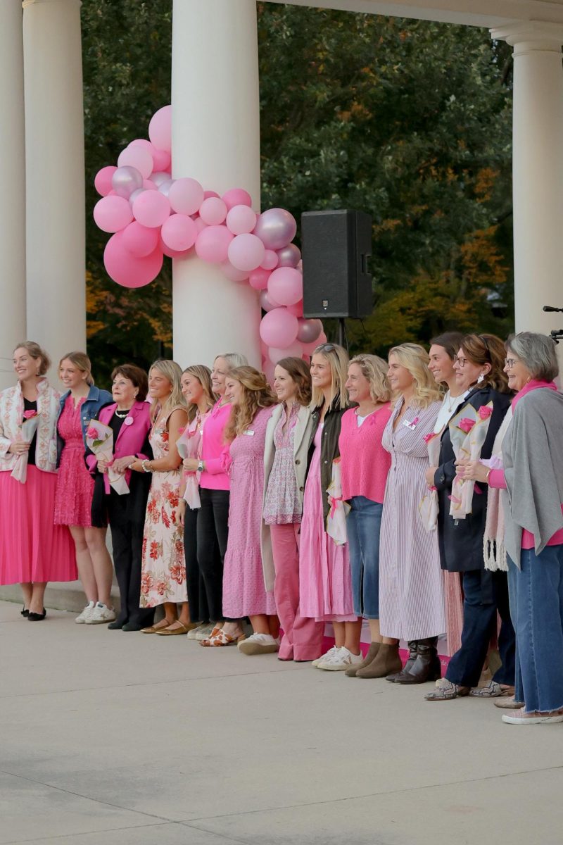 Breast cancer survivors are accompanied by a Zeta sister at their annual Shagathon. Zeta Tau Alpha raises money for Breast Cancer Awareness as a part of their philanthropic efforts. 